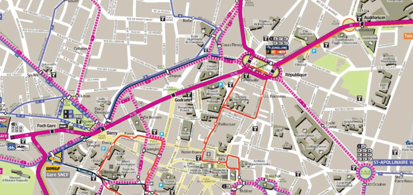 Ligne tram bus ville de Dijon